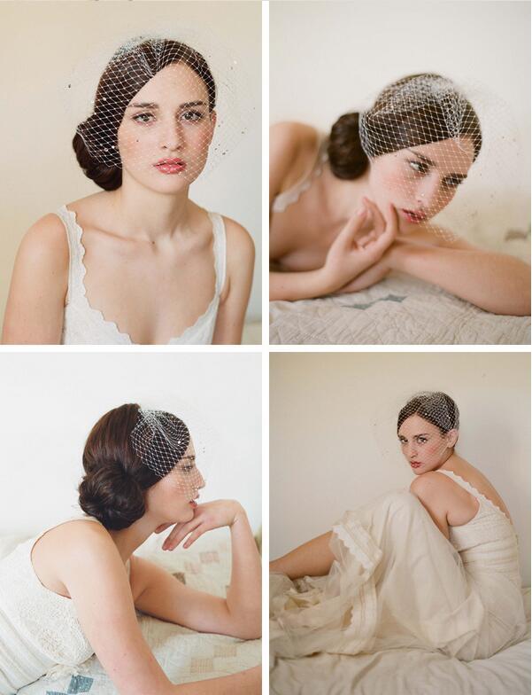 Vintage Bridal Veil with Hand-Sewn Rhinestone Hair Comb