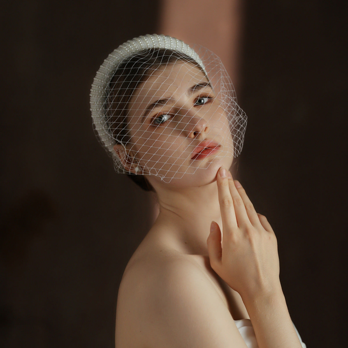 French Hepburn Style Bridal Veil Vintage Headband