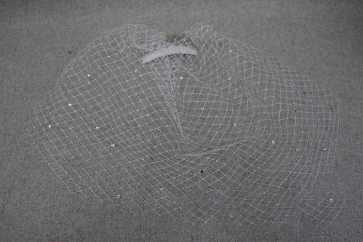 Vintage Bridal Veil with Hand-Sewn Rhinestone Hair Comb