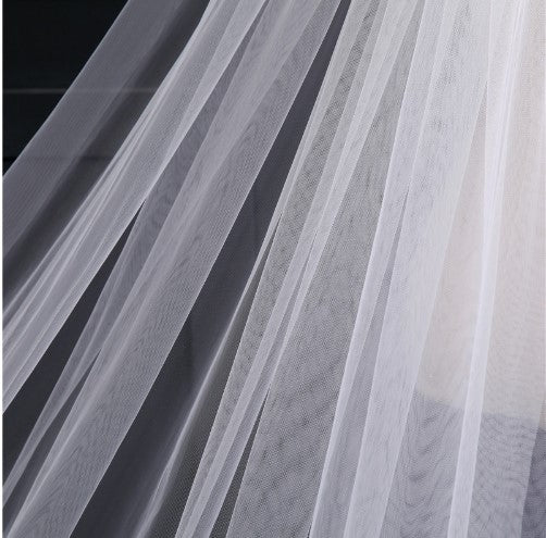 Single-Layer Long Sequin Lace Bridal Veil (175 cm)