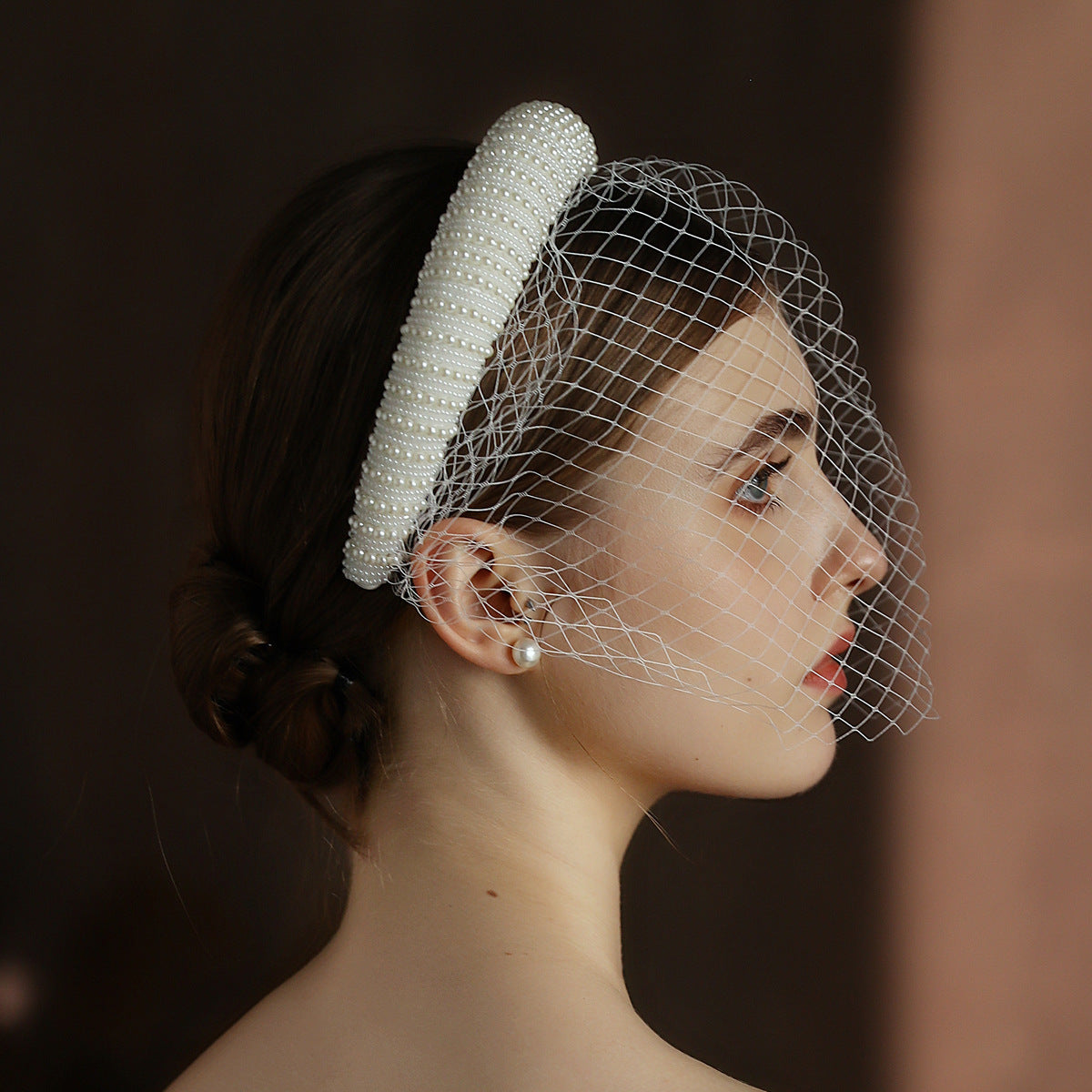 French Hepburn Style Bridal Veil Vintage Headband