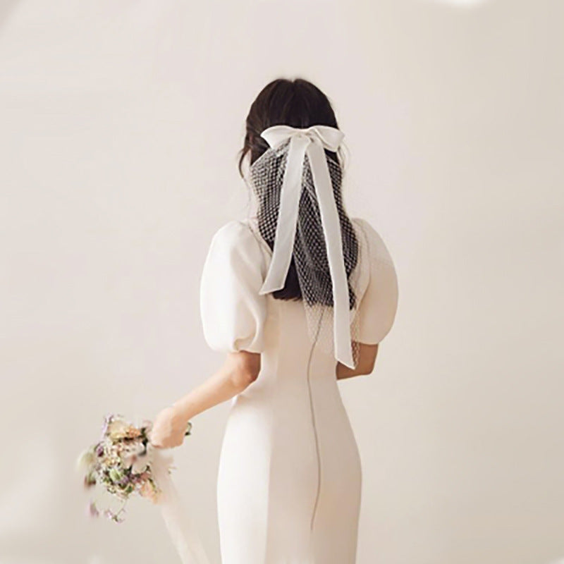 Short Ribbon Bridal Veil Short