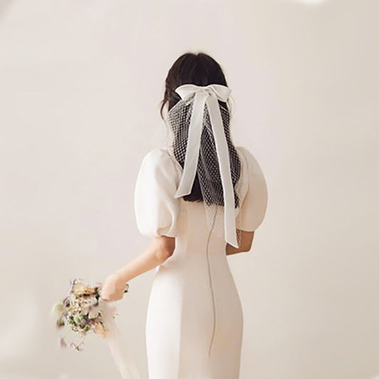 Short Ribbon Bridal Veil Short