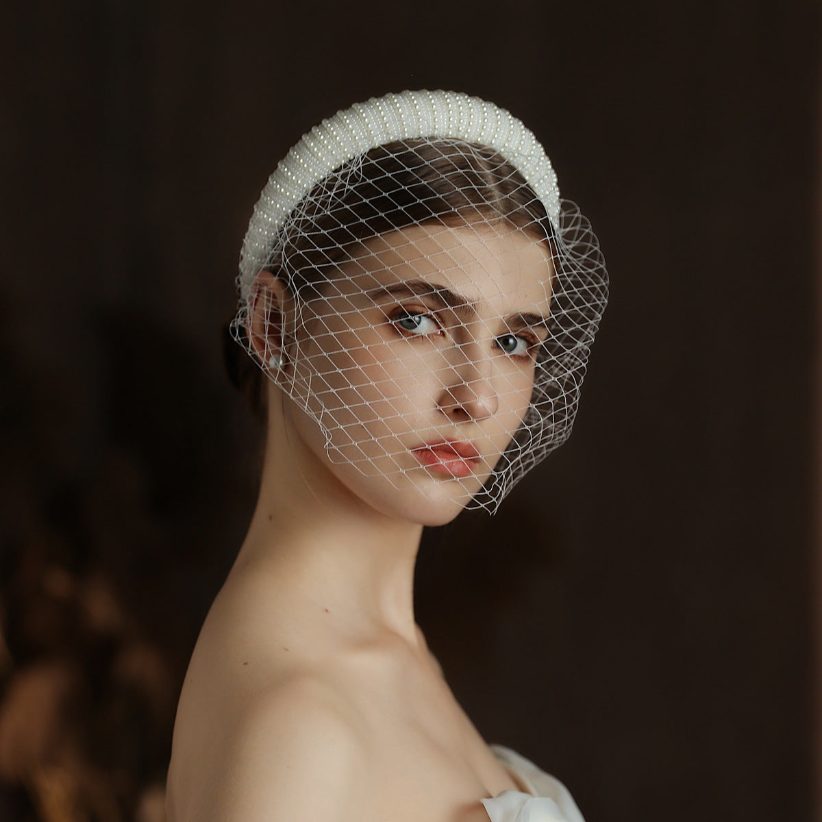 French Hepburn Style Bridal Veil Vintage Headband