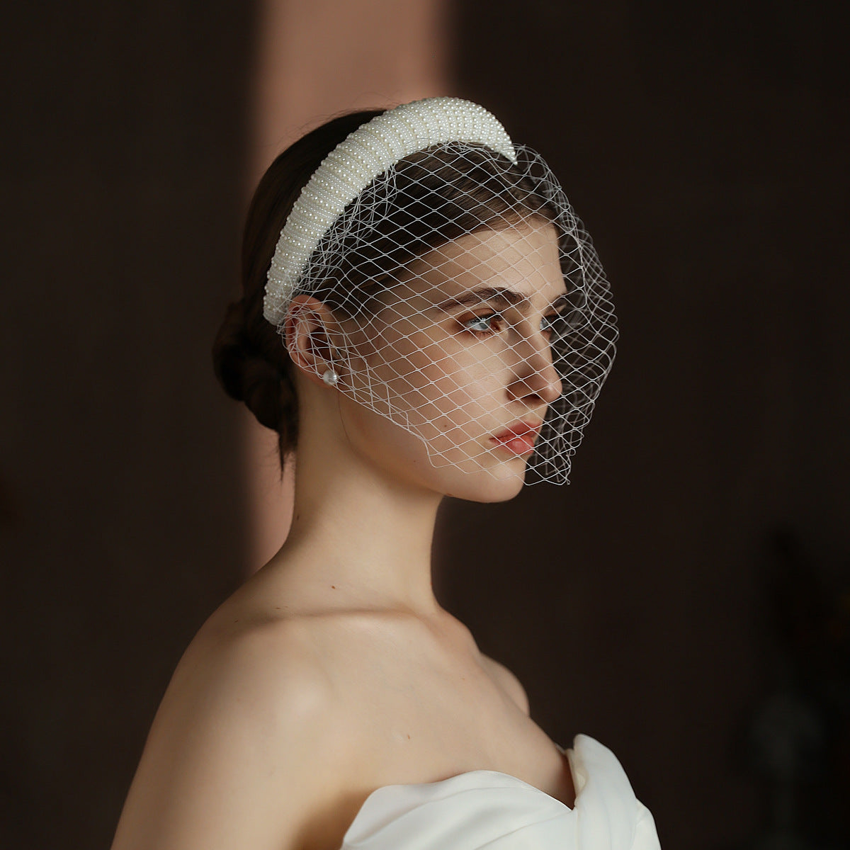 French Hepburn Style Bridal Veil Vintage Headband