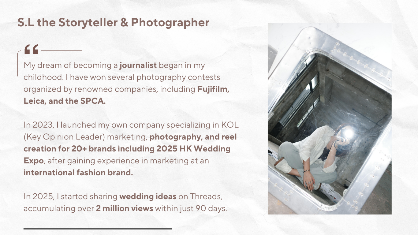 Wedding Content Creator 婚禮內容創作者｜HK & Overseas