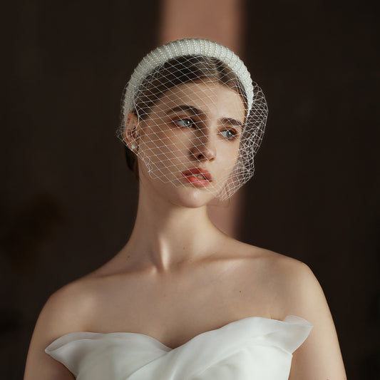 French Hepburn Style Bridal Veil Vintage Headband