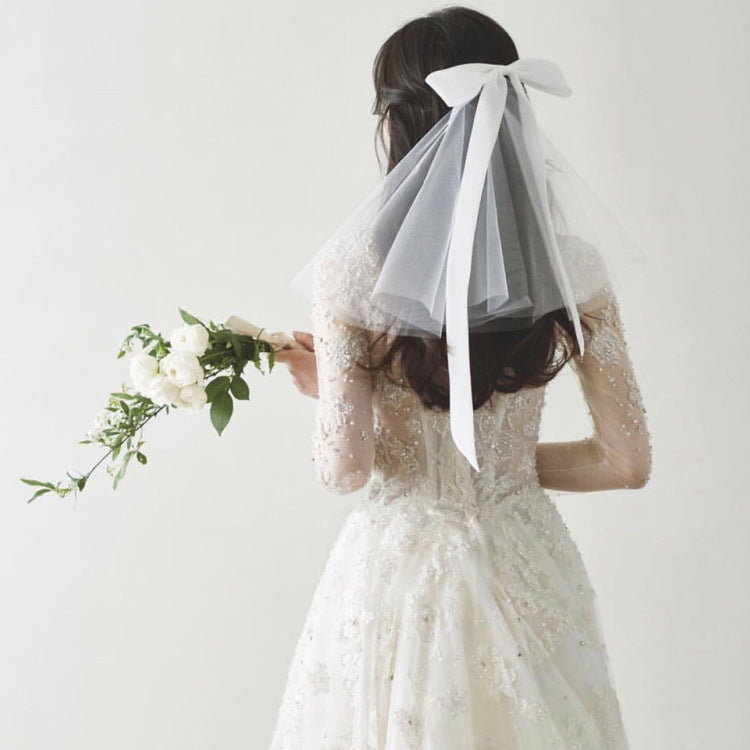Short Ribbon Bridal Veil Short