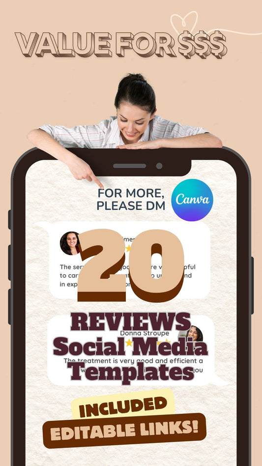 20 Reviews CANVA TEMPLATES, Small Business Templates, Social Media Templates Bundles, 20 CANVA 模版版式設計排版